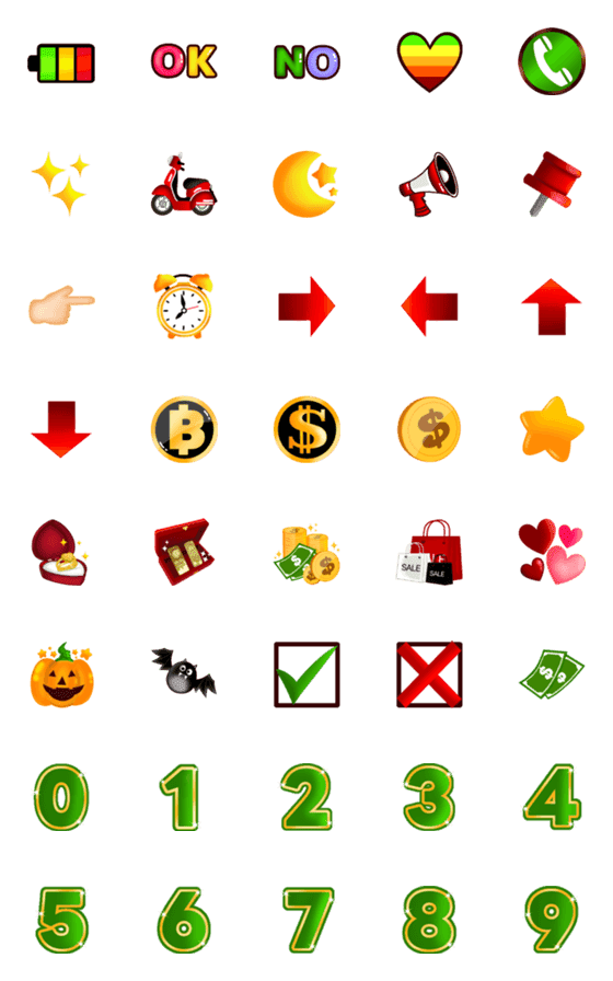 [LINE絵文字]icons numbers bright colorsの画像一覧