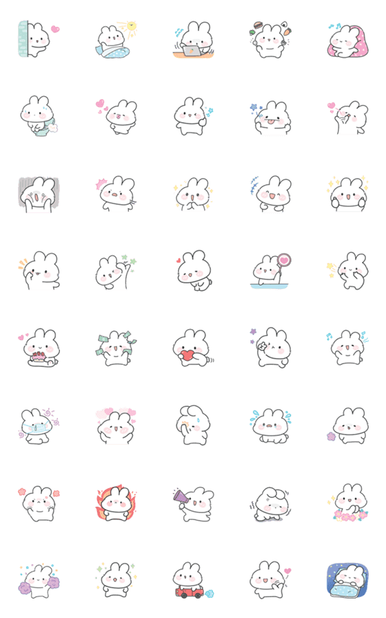 [LINE絵文字]MUJI : Bunny cute Emoji V.1の画像一覧