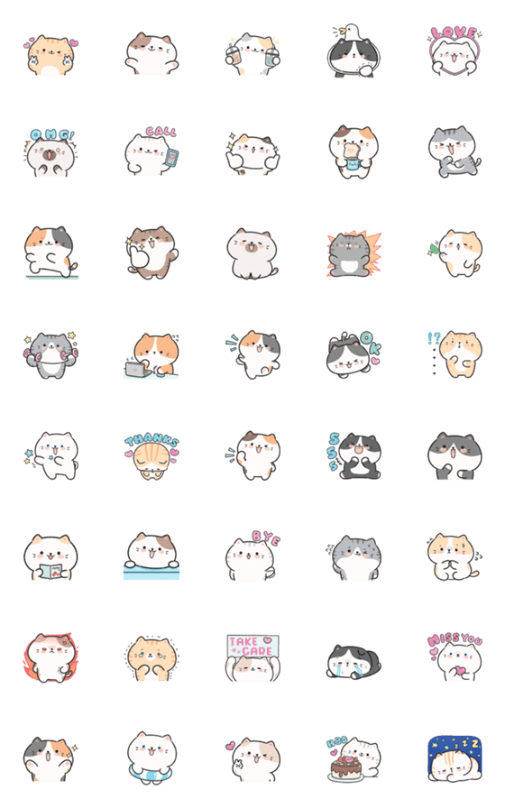 [LINE絵文字]Cutie Cat ＆ The gang  Emoji (ENG)の画像一覧