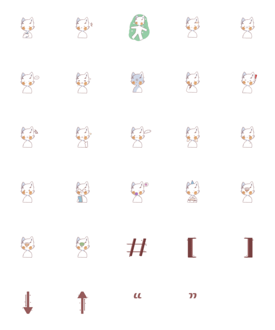 [LINE絵文字]White-cat-emojiの画像一覧