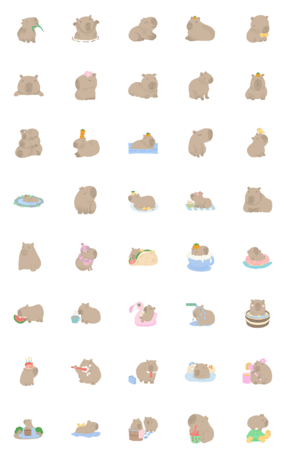 [LINE絵文字]Happy Capybaraの画像一覧