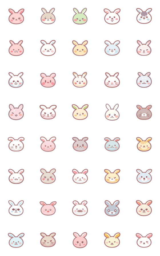 [LINE絵文字]Cute rabbit emoji stickersの画像一覧