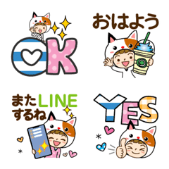 [LINE絵文字] 毎日使える♡デカ文字三毛猫だよの画像