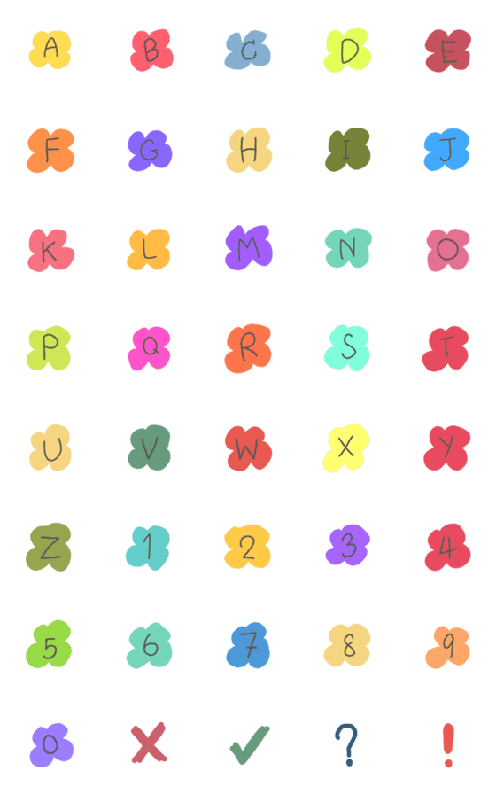 [LINE絵文字]Letters and numbers in flowers.の画像一覧