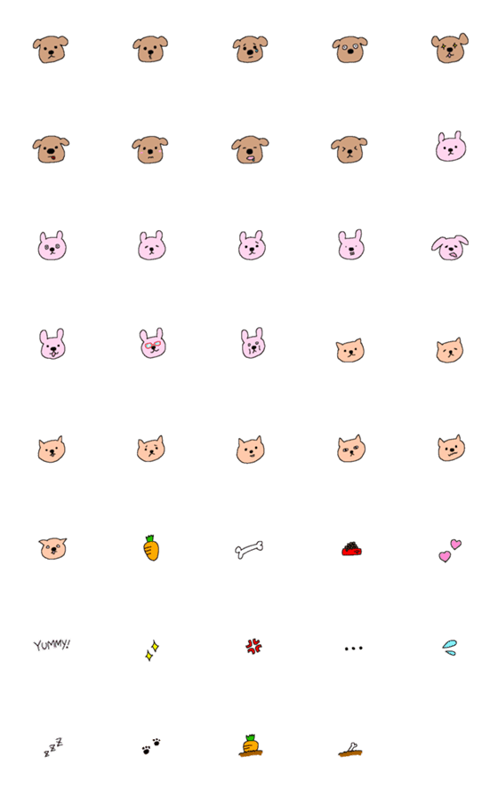 [LINE絵文字]いぬとうさぎとねこの画像一覧