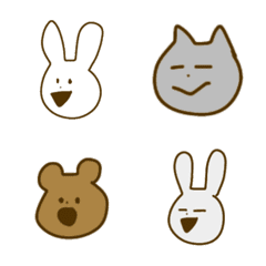 [LINE絵文字] ねこ、うさぎ、くまのシンプル絵文字の画像