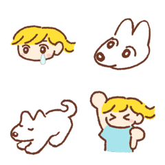 [LINE絵文字] 少年と白い犬の画像