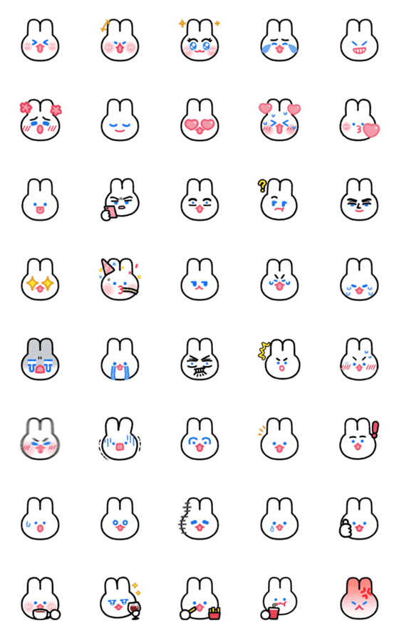 [LINE絵文字]Little White Bunny Bun (Animated)の画像一覧