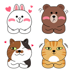 [LINE絵文字] Many Cat Fold Hand with BROWN ＆ FRIENDSの画像