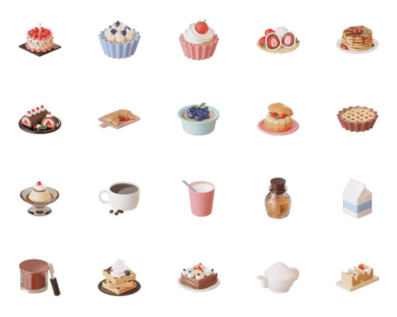 [LINE絵文字]3D sweet desserts setの画像一覧