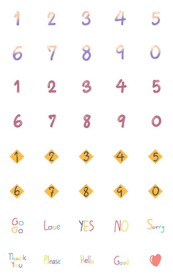 [LINE絵文字]numbers with words.の画像一覧