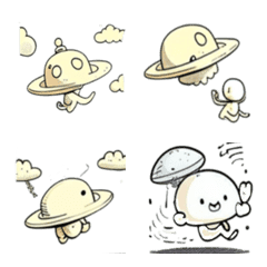 [LINE絵文字] Alien World - UFO (Yellow Mantou)の画像