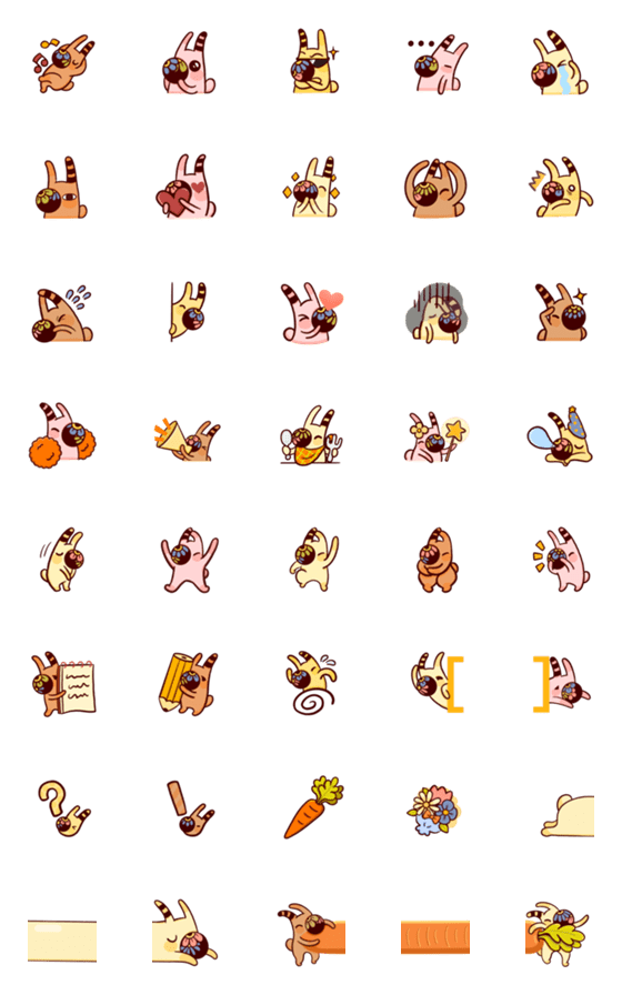 [LINE絵文字]Big nose rabbits- Emojiの画像一覧