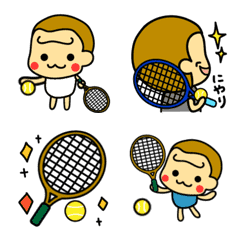 [LINE絵文字] テニス 絵文字 ハッピーゴリラの画像