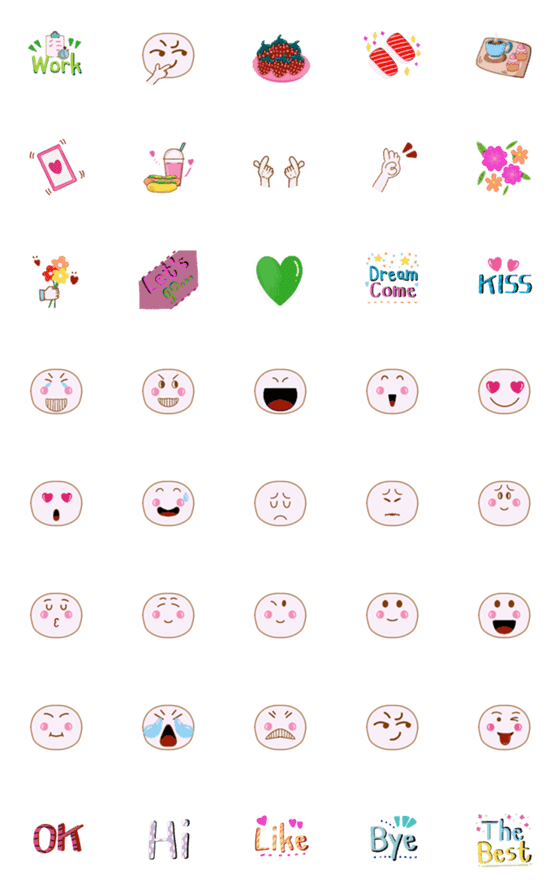 [LINE絵文字]Cute face and emoji icon#2の画像一覧