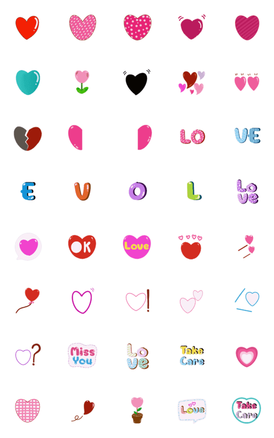 [LINE絵文字]Love and heart emoji collectionの画像一覧