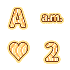 [LINE絵文字] 波線 黄色 ♥ ABC 123 英語 数字の画像