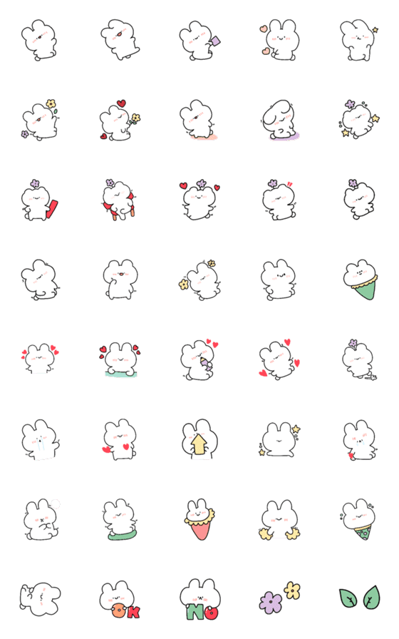 [LINE絵文字]Ab rabbit ＆ bear cute.の画像一覧