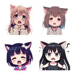 [LINE絵文字] A cute girl wearing cat earsの画像