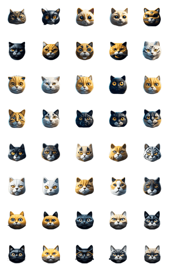 [LINE絵文字]Purr-fectly Cute Cat Emoticons VOL. 4の画像一覧