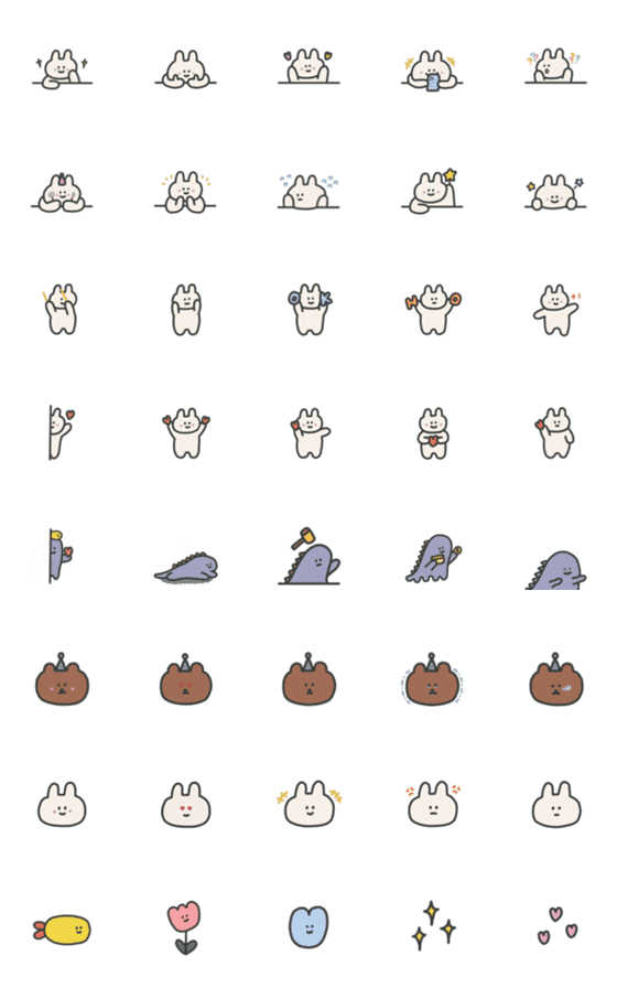 [LINE絵文字]87 rabbit emoji 2.0の画像一覧