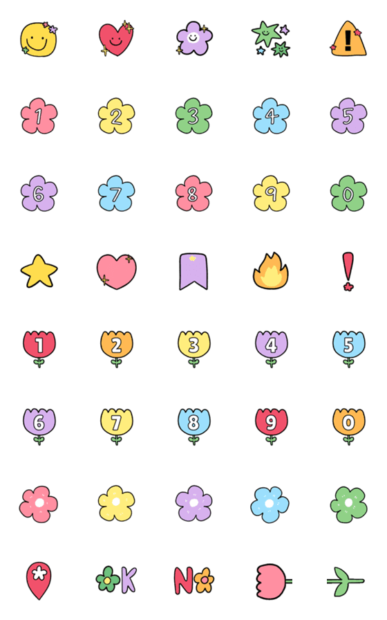 [LINE絵文字](number) cute flower mini emojiの画像一覧