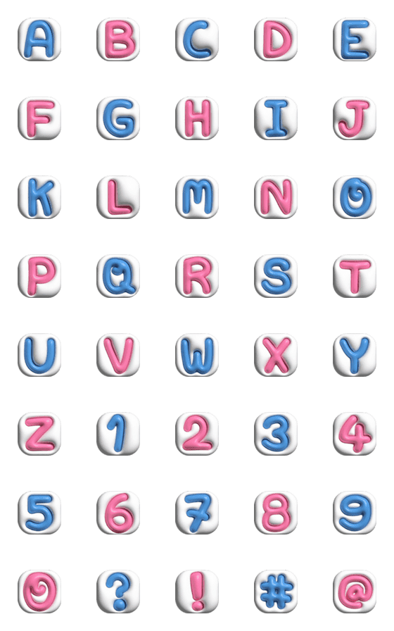 [LINE絵文字]Fluffy Pastel Alphabet 3Dの画像一覧