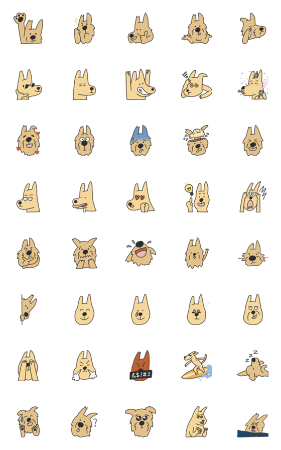[LINE絵文字]Two yellow dogs in many moodsの画像一覧