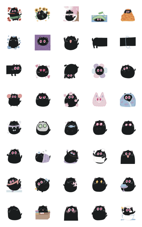 [LINE絵文字]Gygee the black cat emoji ver.の画像一覧