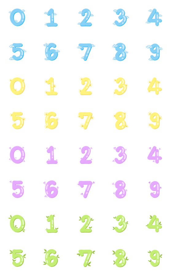 [LINE絵文字]Number color cuteの画像一覧