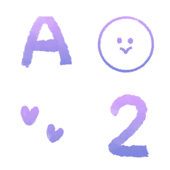 [LINE絵文字] 紫  ロマンチック水彩 ♥ABC 123 英語 数字の画像