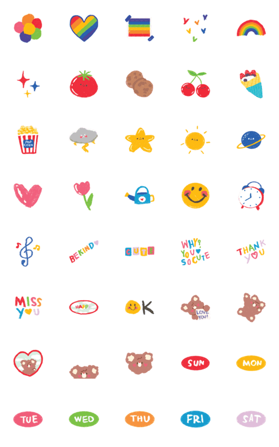 [LINE絵文字]Cute Color : Emojiの画像一覧