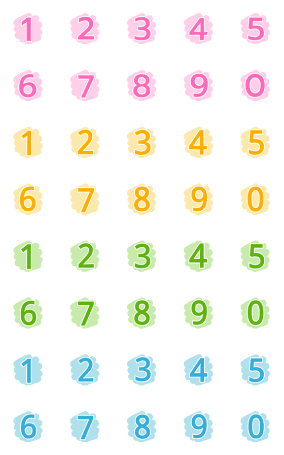 [LINE絵文字]Number classic pastel animation emoji 2の画像一覧