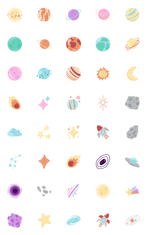 [LINE絵文字]Outer Space Emojiの画像一覧