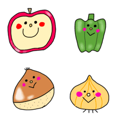 [LINE絵文字] 野菜と果物ニコニコ 絵文字の画像