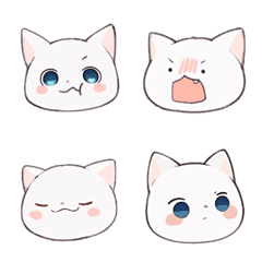 [LINE絵文字] White_Cat Emoji 2の画像