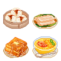 [LINE絵文字] Hong Kong style dim sum (pixel art)の画像