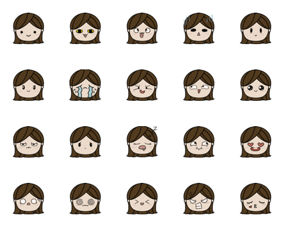 [LINE絵文字]Girl facial expressionの画像一覧