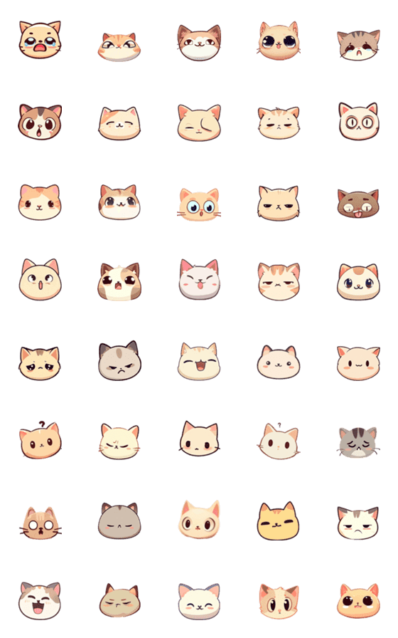 [LINE絵文字]かわいい猫の様々な表情の画像一覧