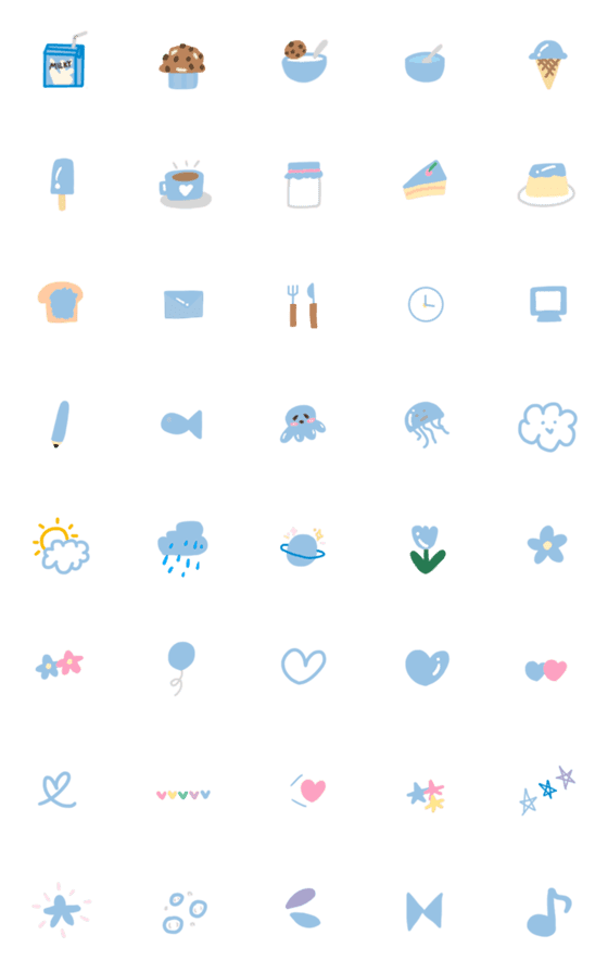 [LINE絵文字]Cute blue emojiの画像一覧