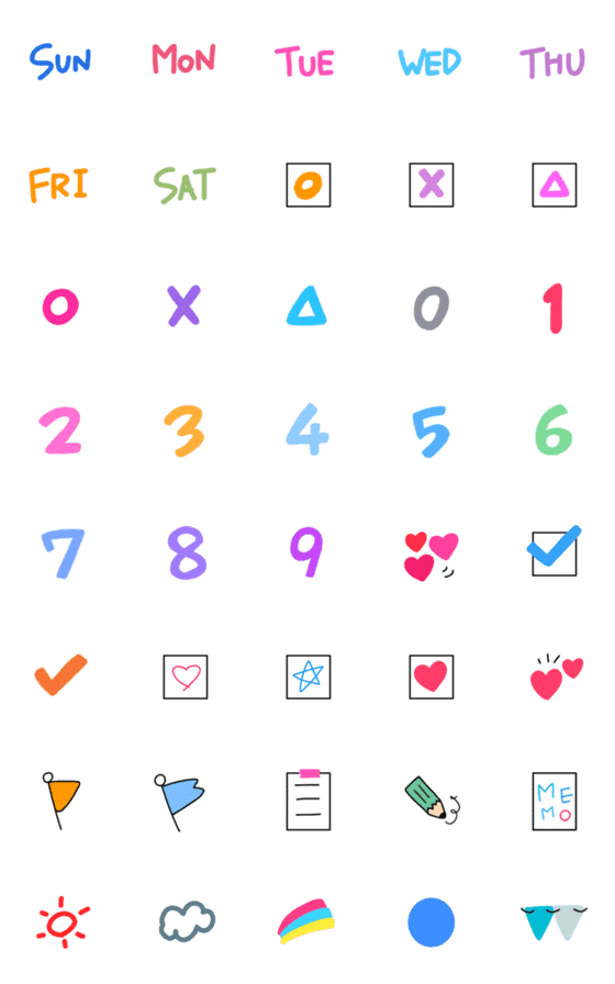 [LINE絵文字]◯カラフルスケジュール◯の画像一覧