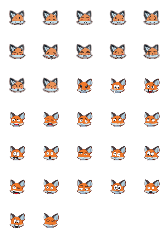 [LINE絵文字]キツネの表情パックの画像一覧
