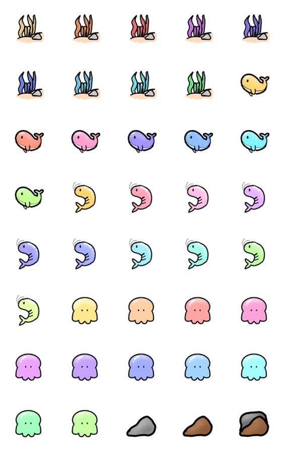 [LINE絵文字]Rainbow sea creatureの画像一覧