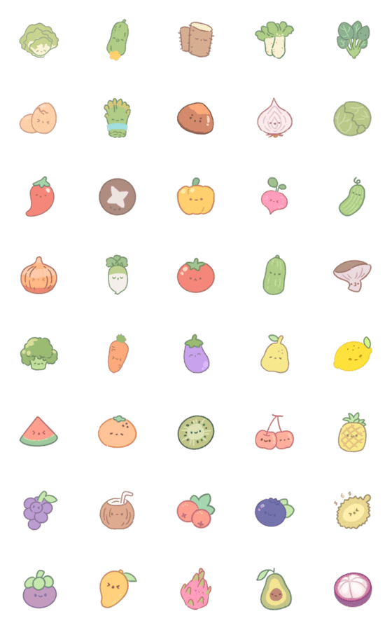 [LINE絵文字]fruits and vegetables cuteの画像一覧