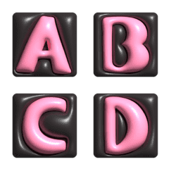 [LINE絵文字] Pink and Black Fluffy Lettersの画像