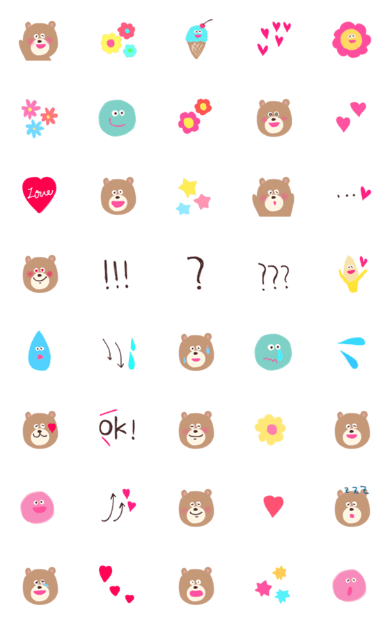 [LINE絵文字]cuteくましゃーんの画像一覧