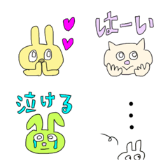 [LINE絵文字] izm絵文字うさぎとねこ毎日使える⭐︎修正版の画像