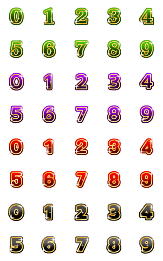 [LINE絵文字]Glittering Numbers Luxurious4の画像一覧