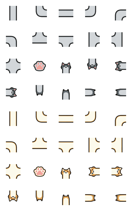 [LINE絵文字]liquid cat_ silver＆orange-newの画像一覧