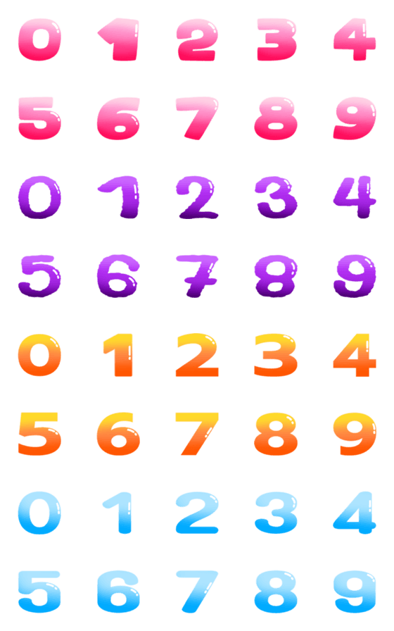 [LINE絵文字]brightly colored numbersの画像一覧